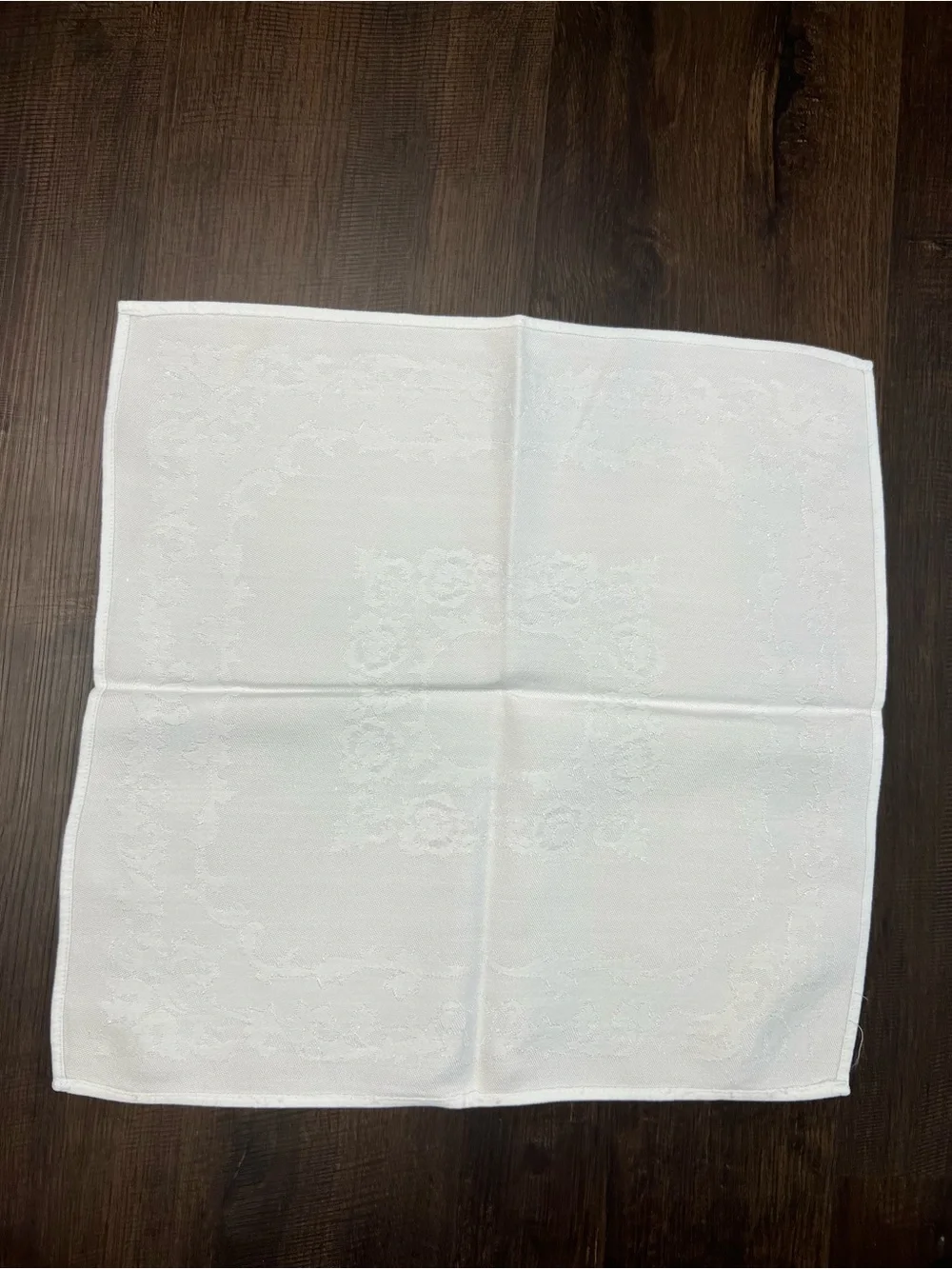 Set of Three Vintage Patterned White Napkins